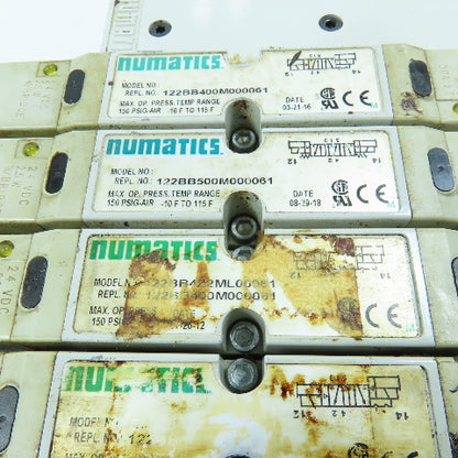 Numatics 006-157D Double Z Pneumatic 16 Valve Block Manifold W/ 4 Solenoids