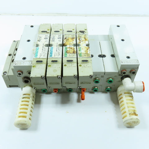 Numatics 006-157D Double Z Pneumatic 16 Valve Block Manifold W/ 4 Solenoids