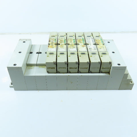 Numatics 006-157D Double Z Pneumatic 8 Valve Block Manifold W/ 6 Solenoids