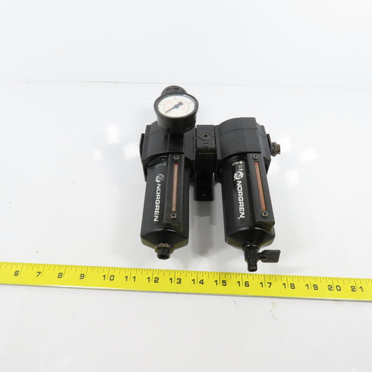 Norgren B74G-3AK-AD3-RMG L74C-3AP-QDN Lubricator Filter Regulator Assy 250PSI In