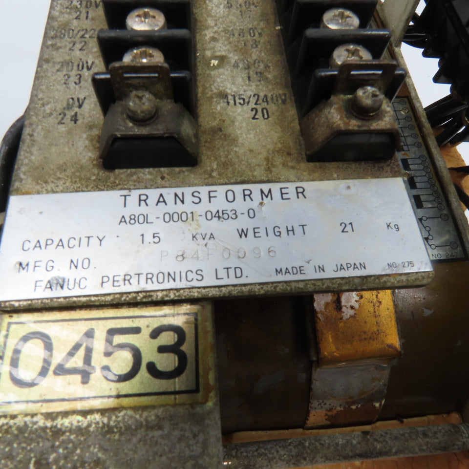Fanuc A80L-0001-0453-01 200-550V Pri Multitap 10-120/185V Sec 1.5kVa Transformer