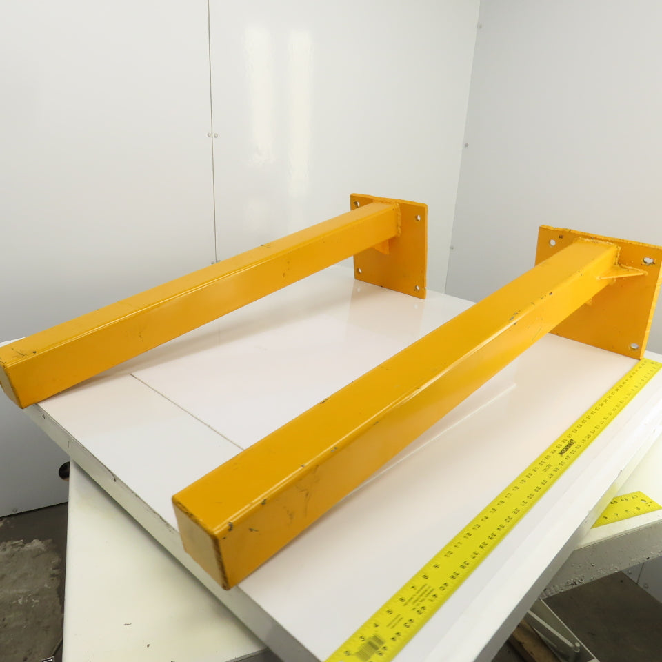 47"H Guardrail Column Corner Yellow Safety Post W/12-1/4x12" Baseplate Lot/2