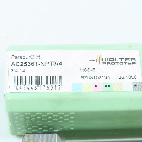 Walter Prototyp AC25361-NPT3/4 HSS 3/4"-14 Straight Flute Taper Pipe Tap 5F