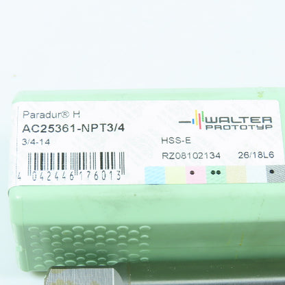 Walter Prototyp AC25361-NPT3/4 HSS 3/4"-14 Straight Flute Taper Pipe Tap 5F