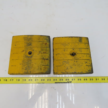 6-3/8" x 6-3/8" Cast Iron Machine Pads Felt Bottoms  Lot of 2