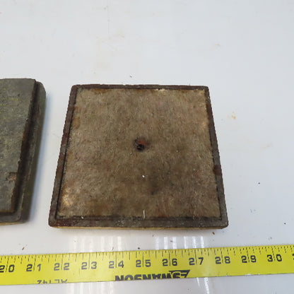 6-3/8" x 6-3/8" Cast Iron Machine Pads Felt Bottoms  Lot of 2