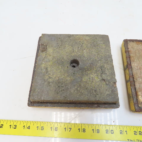 6-3/8" x 6-3/8" Cast Iron Machine Pads Felt Bottoms  Lot of 2