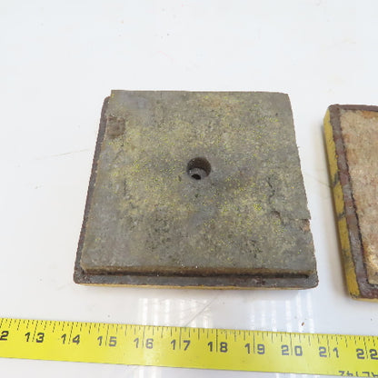 6-3/8" x 6-3/8" Cast Iron Machine Pads Felt Bottoms  Lot of 2