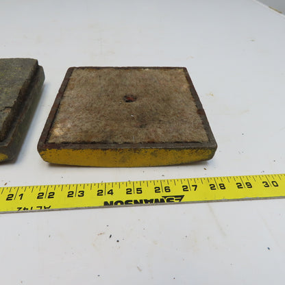 6-3/8" x 6-3/8" Cast Iron Machine Pads Felt Bottoms  Lot of 2