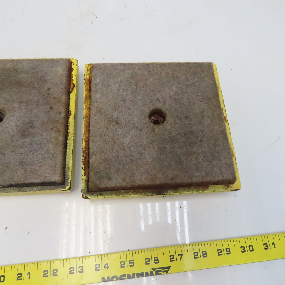 6-3/8" x 6-3/8" Cast Iron Machine Pads Felt Bottoms  Lot of 2