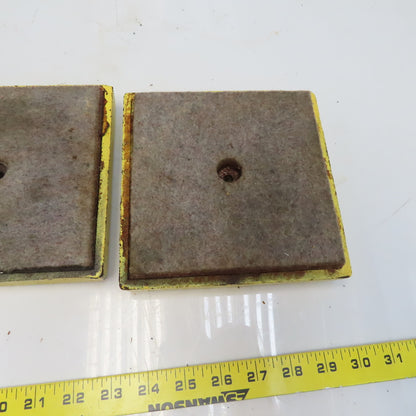 6-3/8" x 6-3/8" Cast Iron Machine Pads Felt Bottoms  Lot of 2