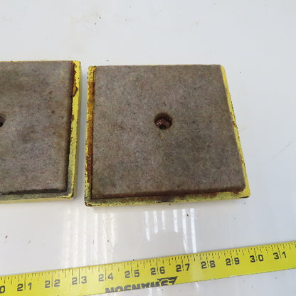 6-3/8" x 6-3/8" Cast Iron Machine Pads Felt Bottoms  Lot of 2
