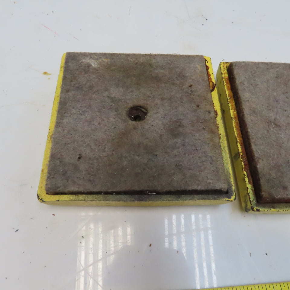 6-3/8" x 6-3/8" Cast Iron Machine Pads Felt Bottoms  Lot of 2