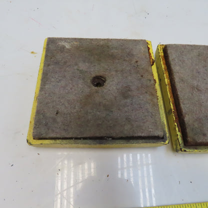 6-3/8" x 6-3/8" Cast Iron Machine Pads Felt Bottoms  Lot of 2