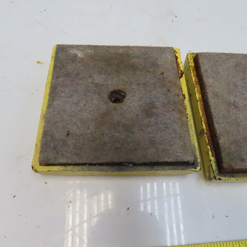 6-3/8" x 6-3/8" Cast Iron Machine Pads Felt Bottoms  Lot of 2