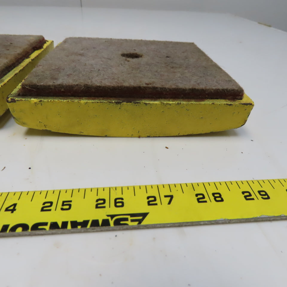 6-3/8" x 6-3/8" Cast Iron Machine Pads Felt Bottoms  Lot of 2
