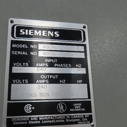 Siemens 25-250Hp Dynamometer Motor Torque Test Stand Transformer Controls