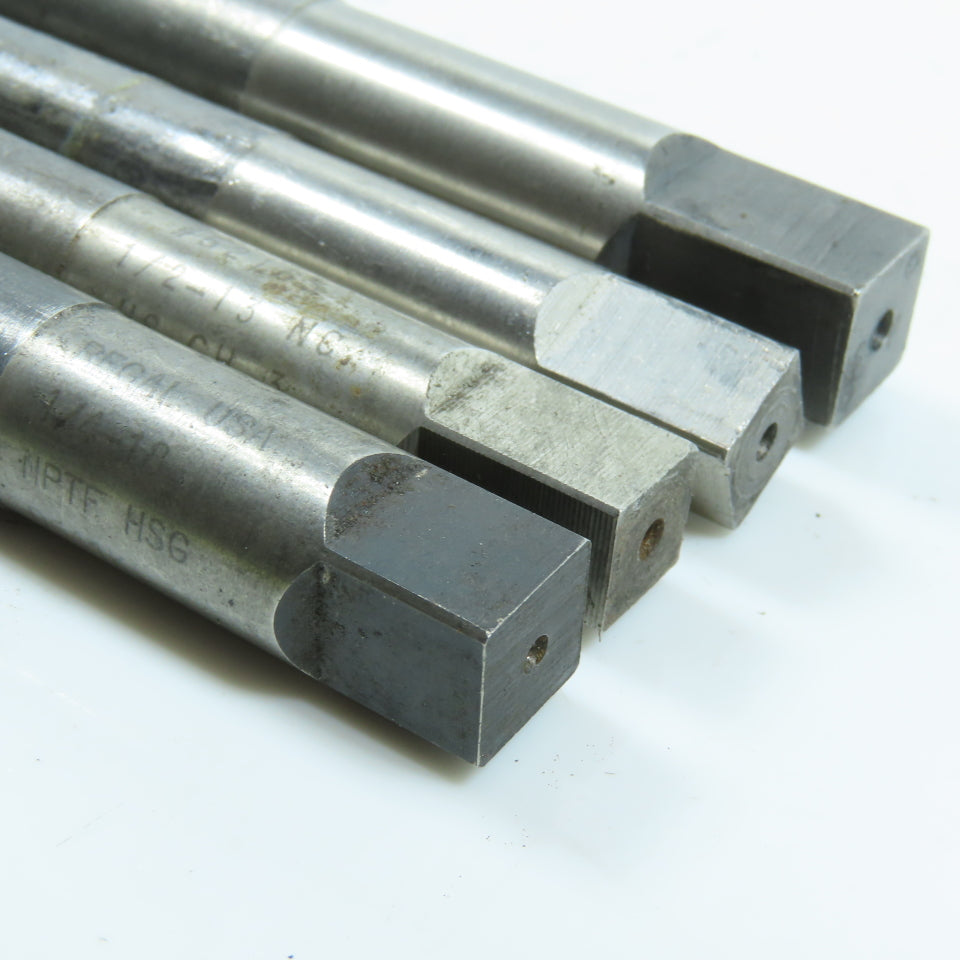 1/2"-13 NC, 1/4"-18 NPTF, 5/8"-11 NC Straight Flute Extended Plug Tap 4F Lot/4