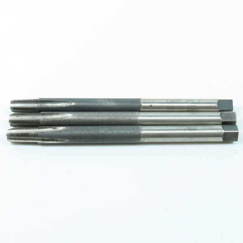 1/8"-27 NPTF Straight Flute Tapered Pipe Tap Extended Shank 4F 6" OAL Lot of 3