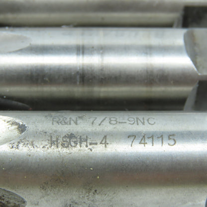 7/8"-9 NC Straight Flute Plug & Taper Tap 4F Lot of 3