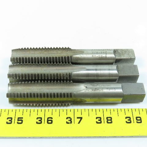7/8"-9 NC Straight Flute Plug & Taper Tap 4F Lot of 3