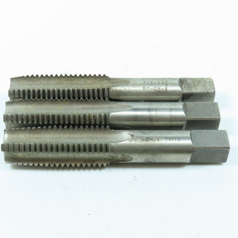 7/8"-9 NC Straight Flute Plug & Taper Tap 4F Lot of 3