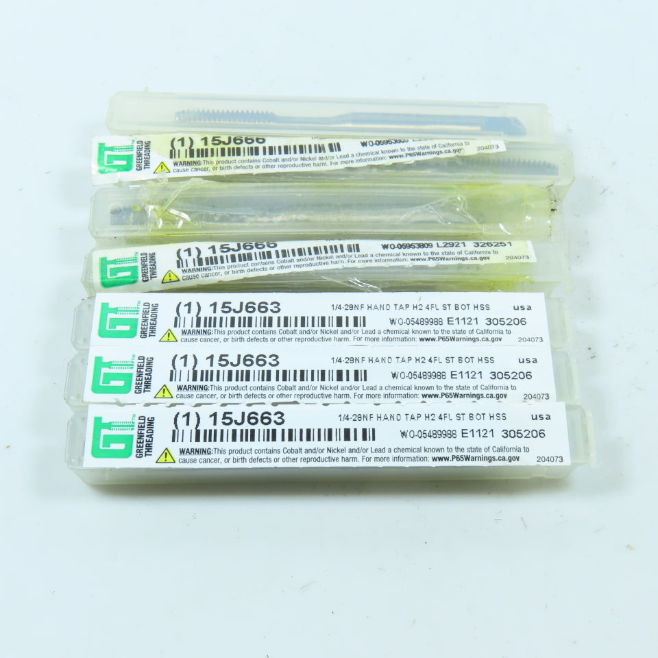Greenfield Threading 1/4"-28 HSS Straight Flute Bottoming Tap 4F USA Lot of 7
