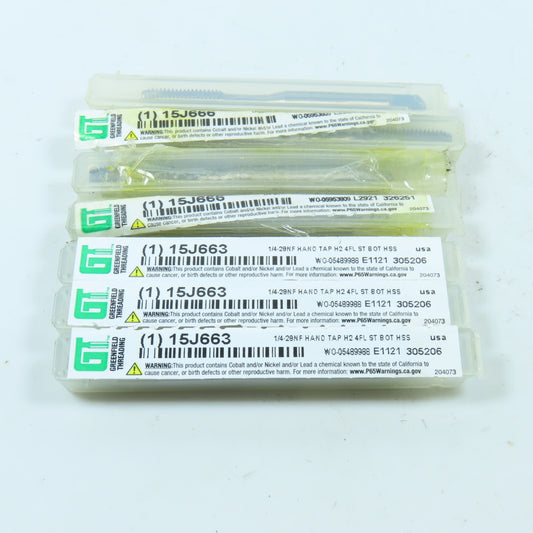 Greenfield Threading 1/4"-28 HSS Straight Flute Bottoming Tap 4F USA Lot of 7