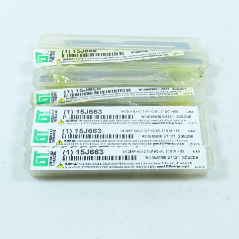 Greenfield Threading 1/4"-28 HSS Straight Flute Bottoming Tap 4F USA Lot of 7