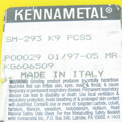 Kennametal SM-293 K9 Indexable Carbide Insert USA Lot of 20