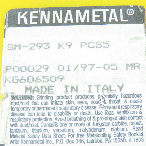 Kennametal SM-293 K9 Indexable Carbide Insert USA Lot of 20