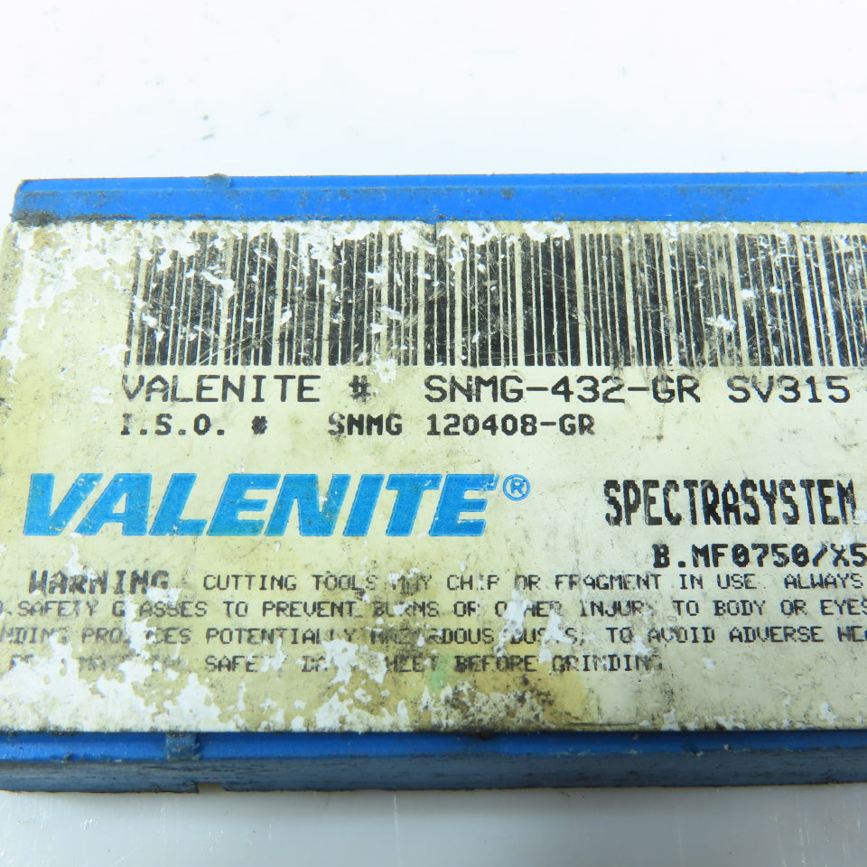 Valenite SNMG-432-GR SNMG 120408-GR SV315 Indexable Carbide Insert USA Lot of 10