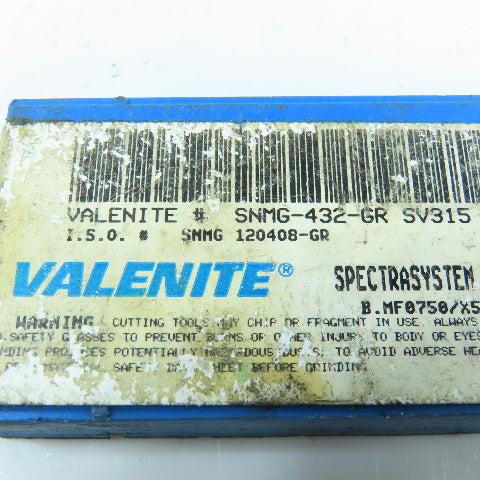 Valenite SNMG-432-GR SNMG 120408-GR SV315 Indexable Carbide Insert USA Lot of 10