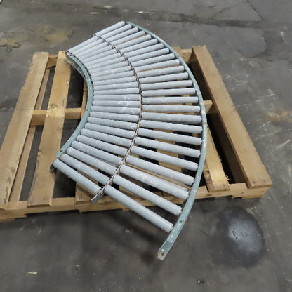 Hytrol 90° Curve Gravity Roller Conveyor Section 21-3/4" BF 65" Long