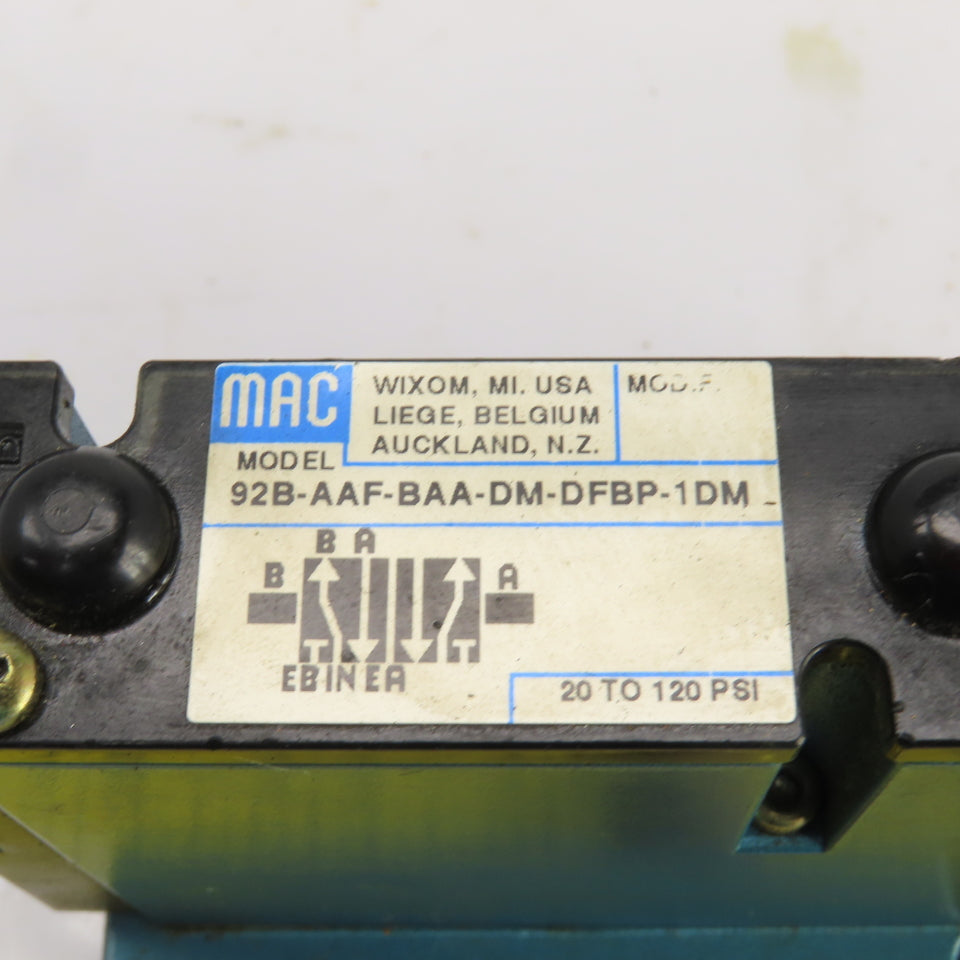 MAC 92B-AAF-BAA-DM-DFBP-1DM Pneumatic Directional Valve 2 Way 24VDC Coil