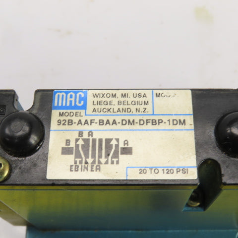 MAC 92B-AAF-BAA-DM-DFBP-1DM Pneumatic Directional Valve 2 Way 24VDC Coil