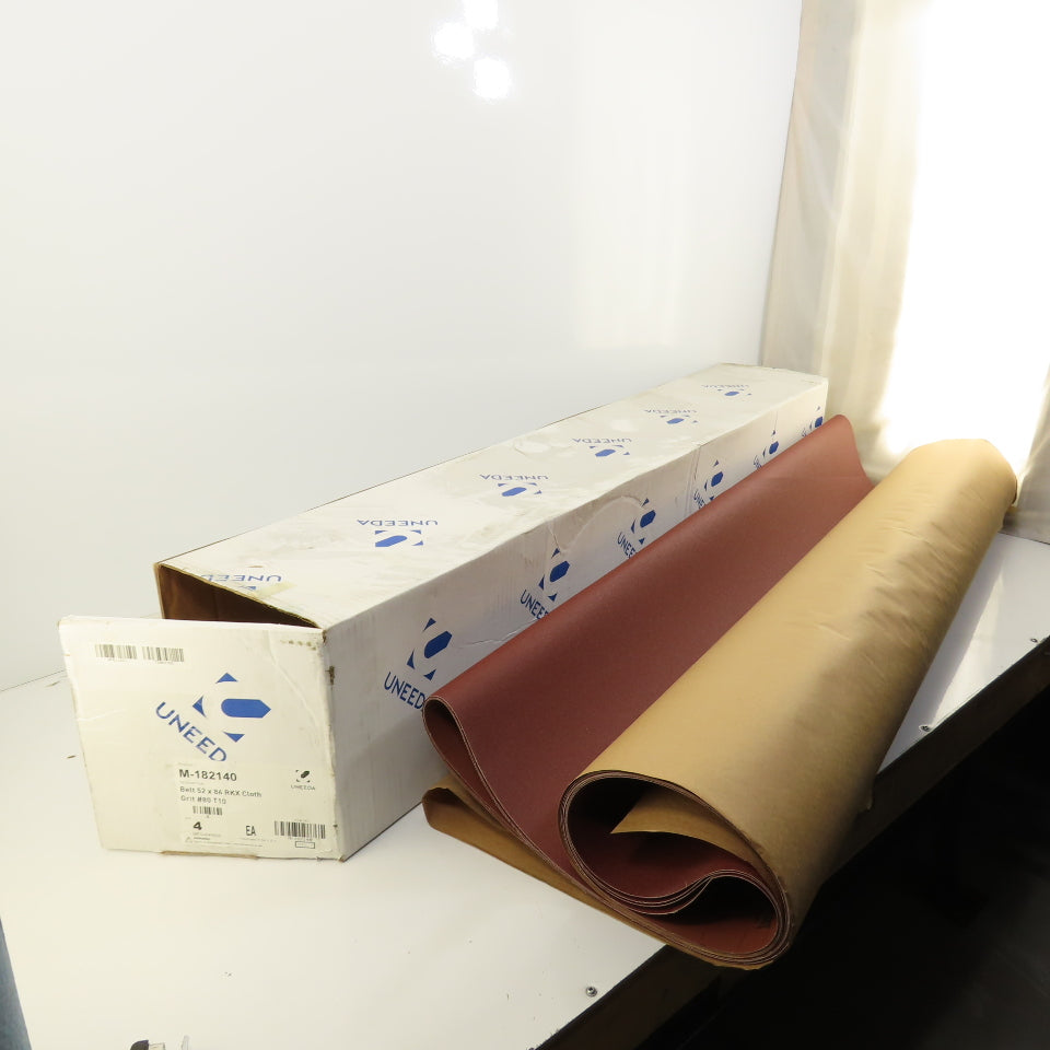 Uneeda M-182140 52" x 86" RKX Cloth #80 Grit T10 Sanding Belts Lot Of 4