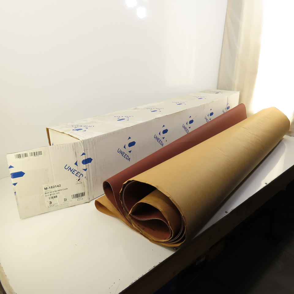 Uneeda M-182142 52" x 86" RKX Cloth #120 Grit T09 Sanding Belts Lot Of 3