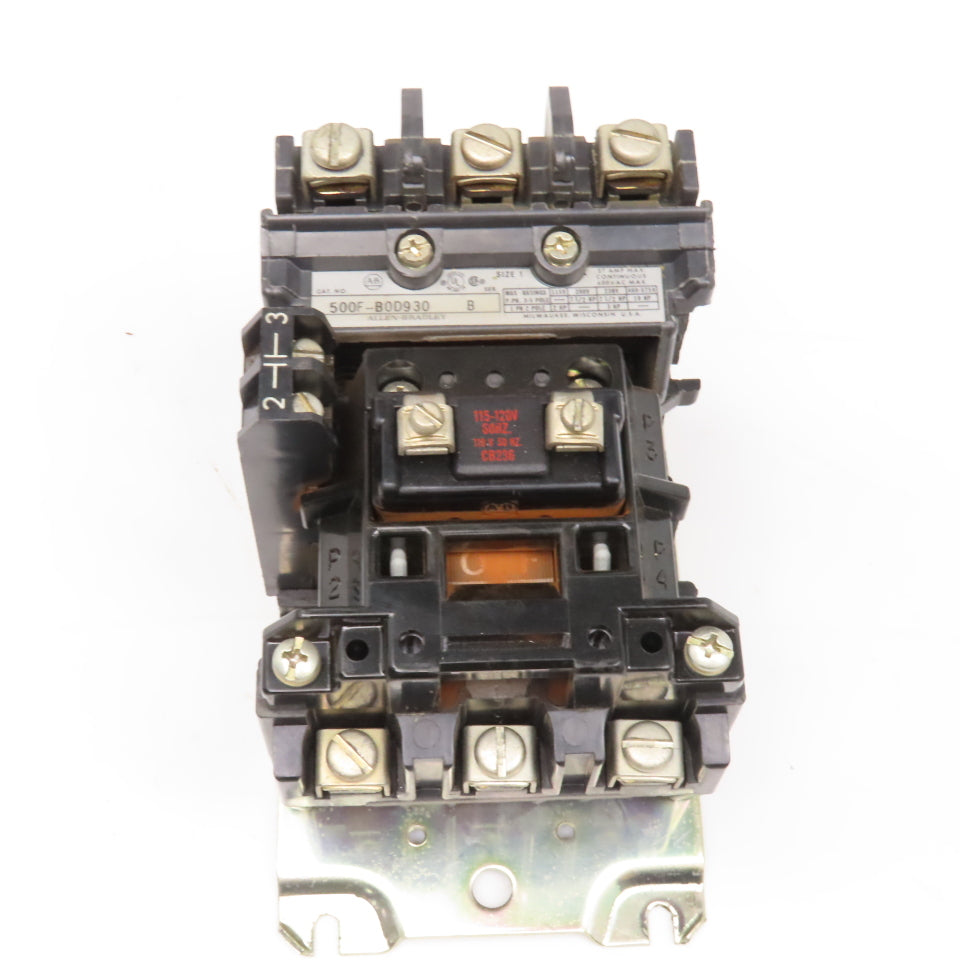 Allen Bradley 500F-BOD930 Contactor Relay Size 1 27A 600V 10Hp 120V Coil