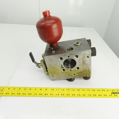 ST-KONE1STUS 68F2 8 Port Steel Hydraulic Manifold 1-3/16x1-3/8" Ports W/Booster