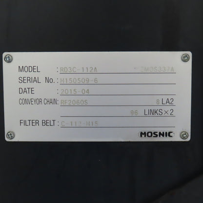 Mosnic RD3C-112A Incline Chip Conveyor Coolant Filtration 14"W 40" Discharge 3PH