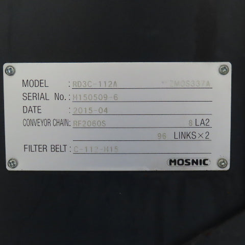 Mosnic RD3C-112A Incline Chip Conveyor Coolant Filtration 14"W 40" Discharge 3PH