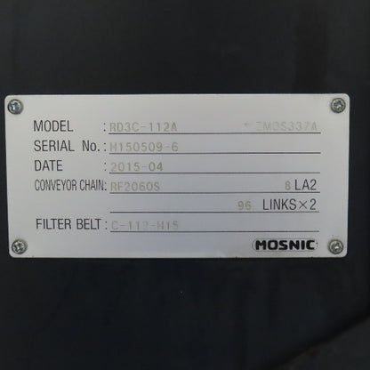 Mosnic RD3C-112A Incline Chip Conveyor Coolant Filtration 14"W 40" Discharge 3PH