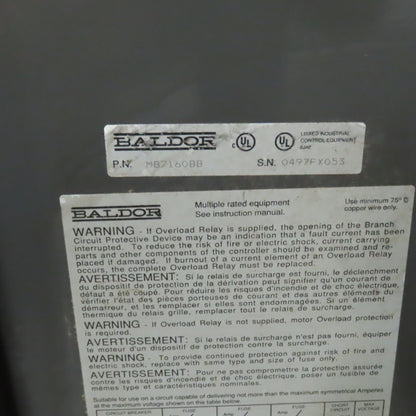 Baldor MB7160BB 160A Solid State Soft Starter 50/60/125HP 208-230/460V 3PH 60HZ