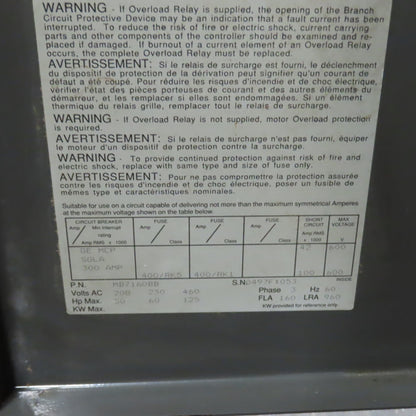 Baldor MB7160BB 160A Solid State Soft Starter 50/60/125HP 208-230/460V 3PH 60HZ