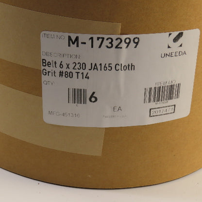 Uneeda M-173299 6" x 230" JA165 Cloth #80 Grit T14 Sanding Belts Lot Of 6