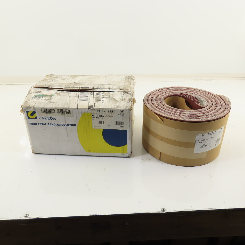 Uneeda M-173299 6" x 230" JA165 Cloth #80 Grit T14 Sanding Belts Lot Of 6