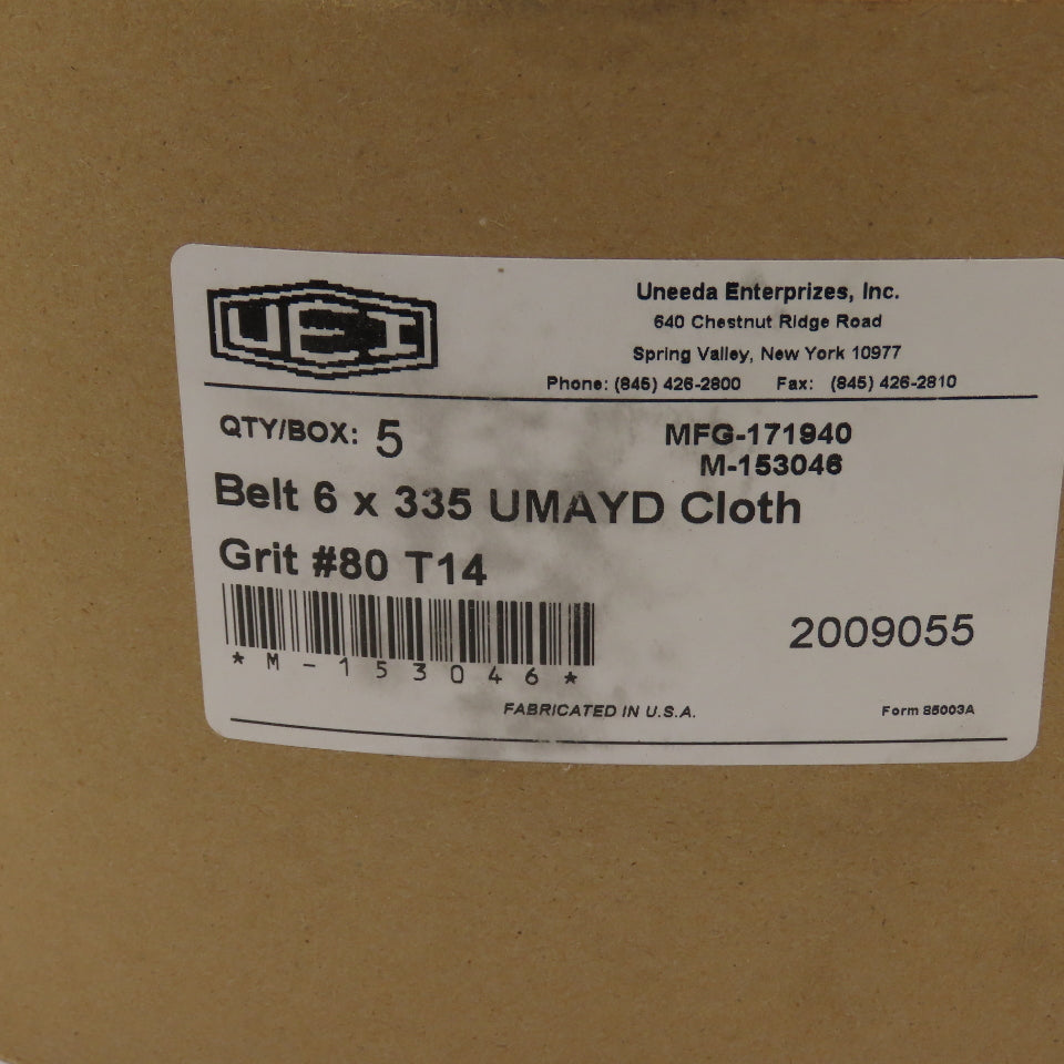 Uneeda M-153046 6" x 335" UMAYD Cloth #80 Grit T14 Sanding Belts Lot Of 10