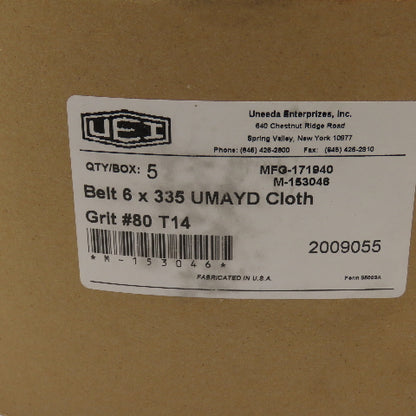 Uneeda M-153046 6" x 335" UMAYD Cloth #80 Grit T14 Sanding Belts Lot Of 10