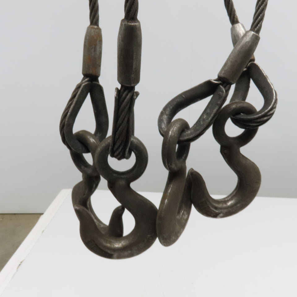 Crosby Laughlin 30" 4 Leg Wire Rope Bridle Sling Open Hooks 5/16"